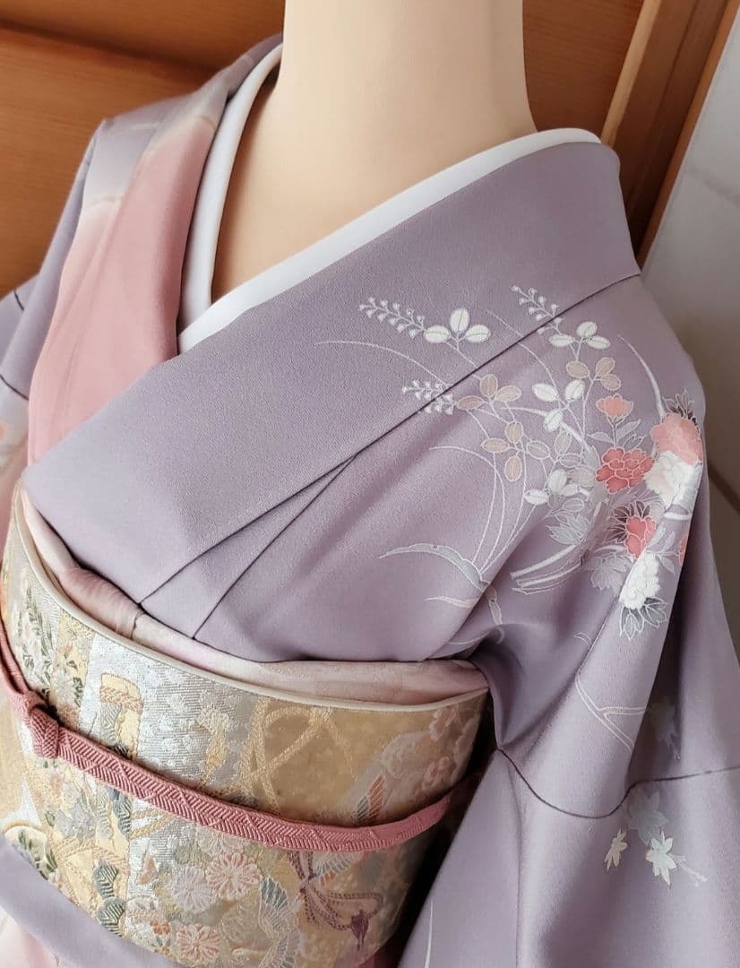 ＊ご予約品＊　片身がわりの訪問着　ピンク　紫　正絹　入学式