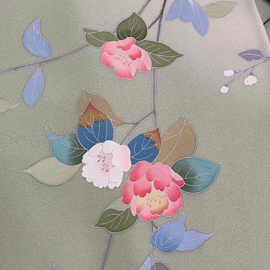 訪問着+帯の2点セット　若草色　みどり　グリーン　トールサイズ　ロング丈