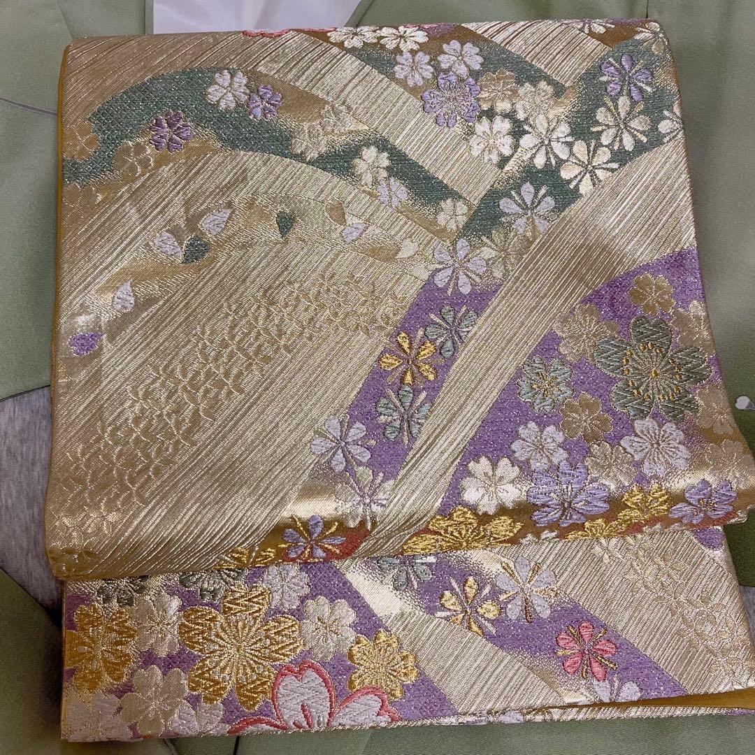 訪問着+帯の2点セット　若草色　みどり　グリーン　トールサイズ　ロング丈