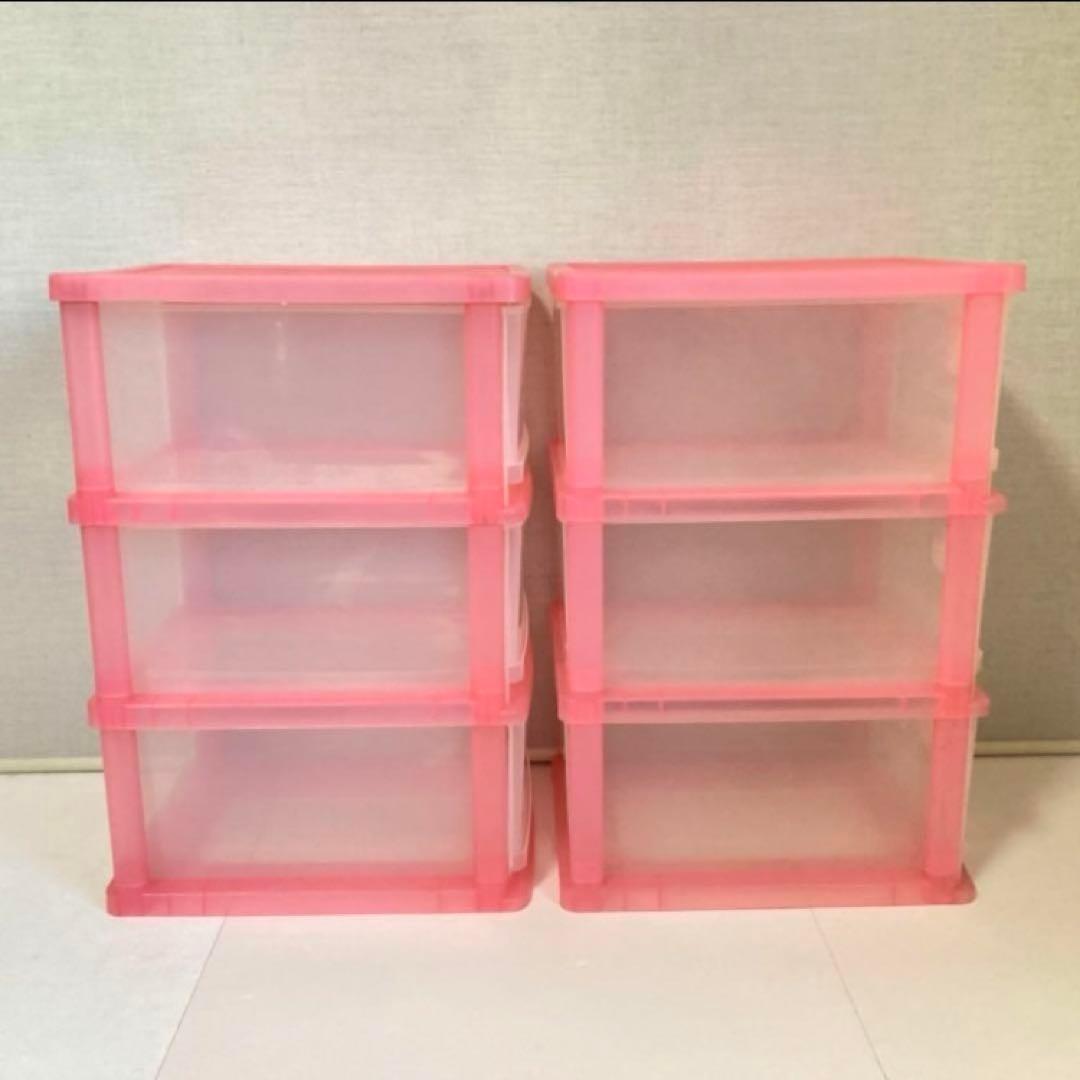 ハローキティ 収納ケース 引き出し 3段 ピンク ポップ レトロ 2点 美品