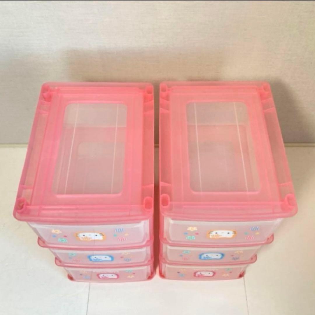 ハローキティ 収納ケース 引き出し 3段 ピンク ポップ レトロ 2点 美品