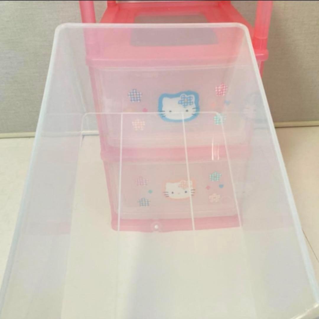 ハローキティ 収納ケース 引き出し 3段 ピンク ポップ レトロ 2点 美品