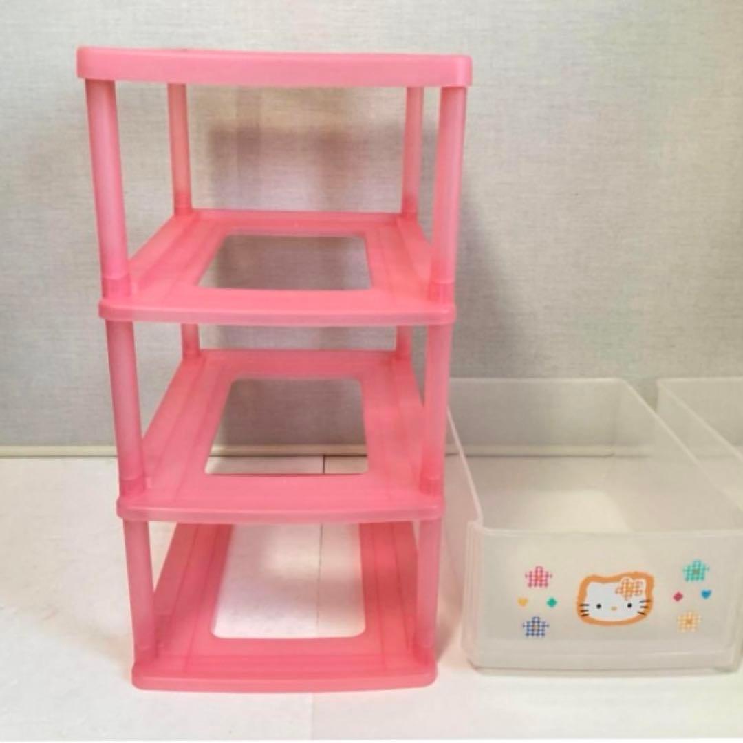 ハローキティ 収納ケース 引き出し 3段 ピンク ポップ レトロ 2点 美品