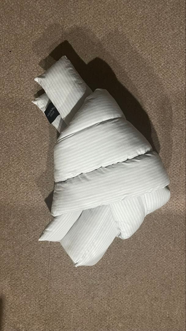 【美品】Musubi Cushion ストライプ　グレー　 ブルー