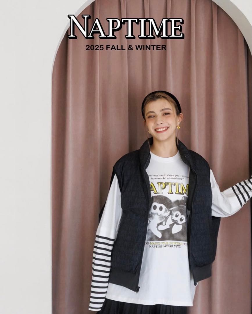 【 Nissy-naptime】中綿リバーシブルベストBLACK×総柄BLACK