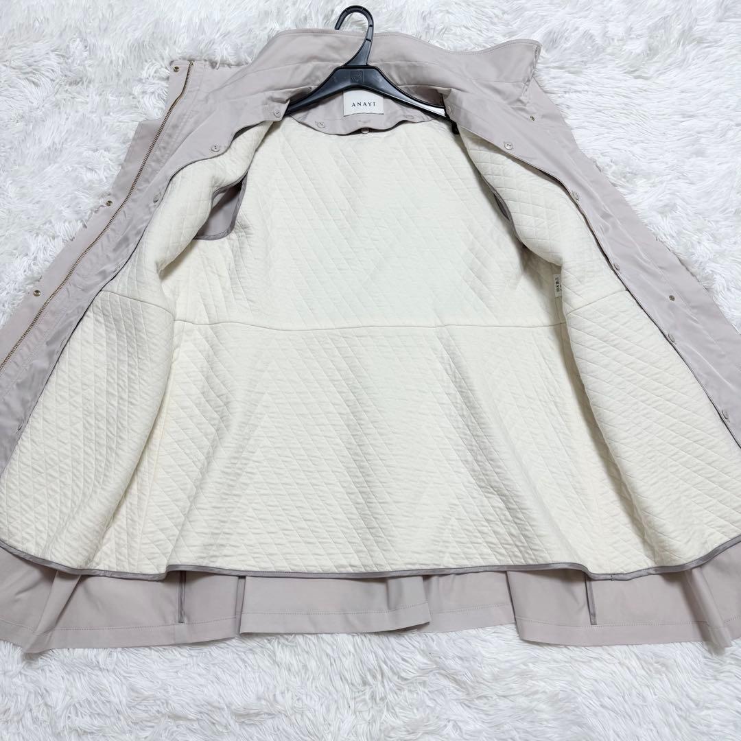 未使用級 今年モデル アナイ ブライトツイルフレアミドルコート 38 ベージュ