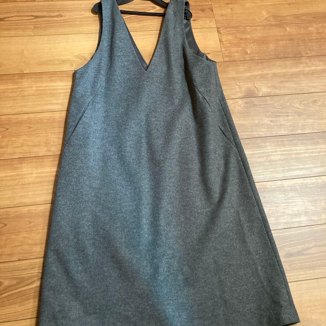 23区 ジャンパースカート グレー Vネック ワンピース 44