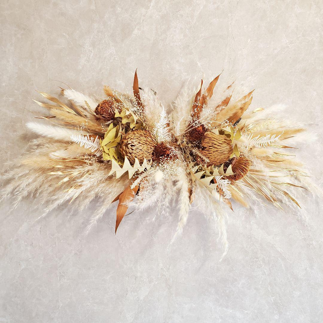 特大　横長スワッグ　ドライフラワー　撮影　インテリア　パンパスグラス　スワッグ