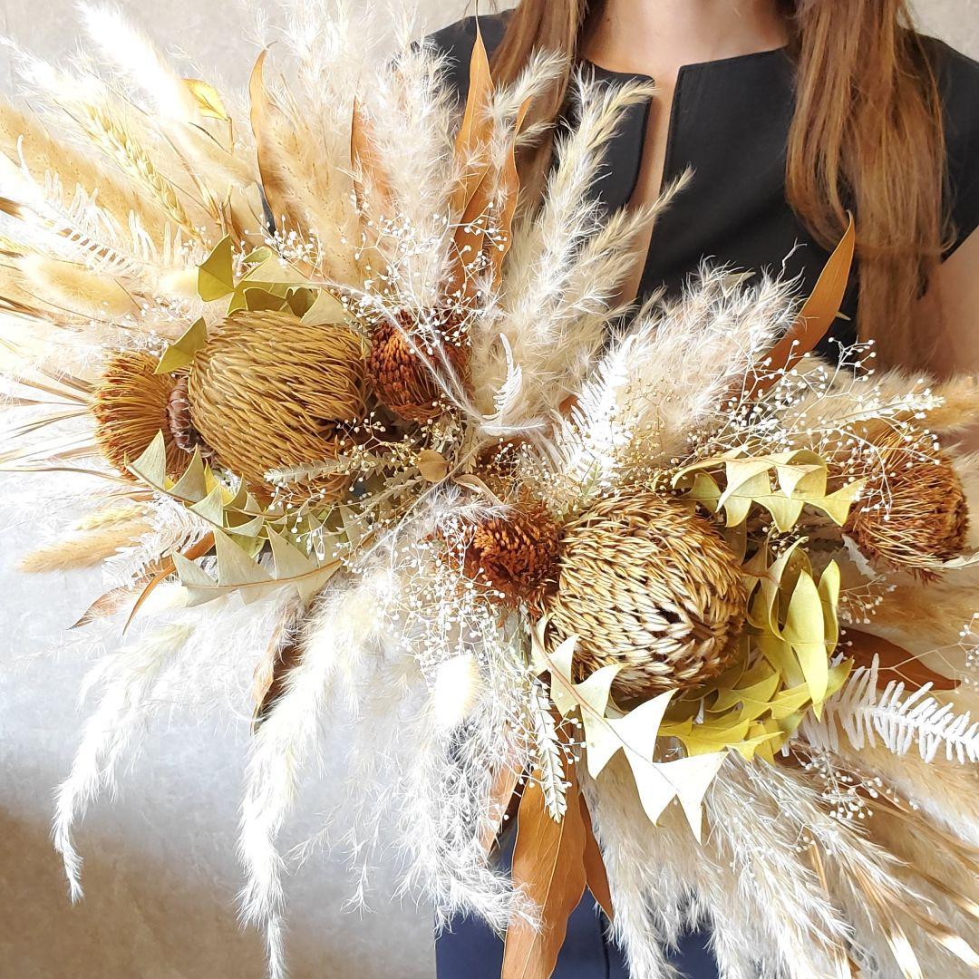特大　横長スワッグ　ドライフラワー　撮影　インテリア　パンパスグラス　スワッグ