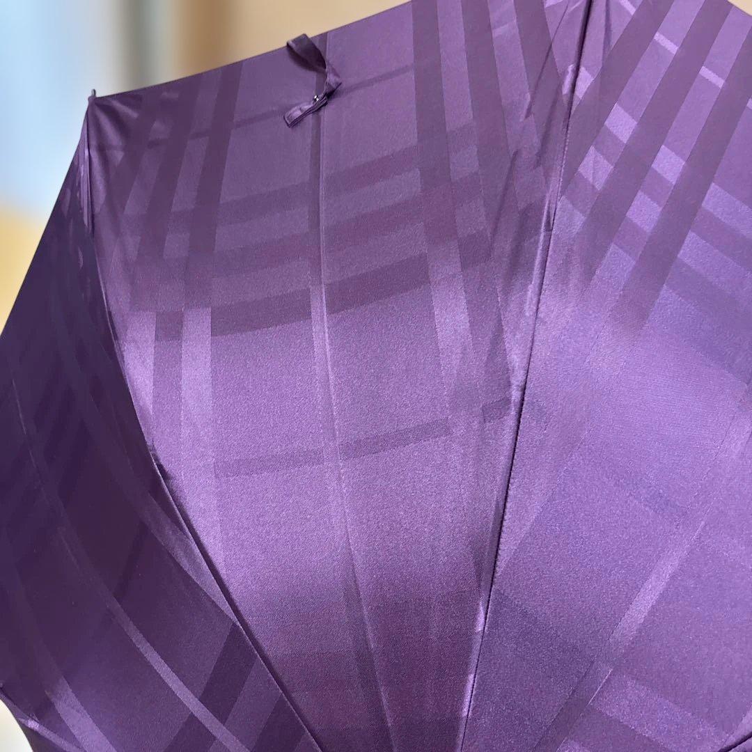 Burberry パープルチェック柄雨長傘