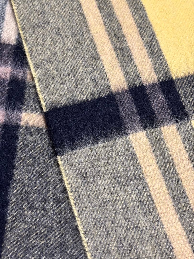 最終値下　23区　美品カシミヤ 100%チェック マフラー　イエロー