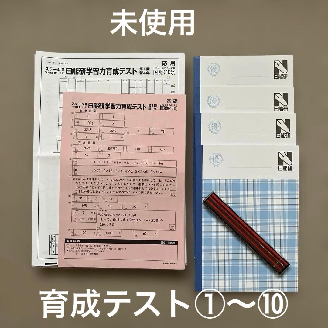 未使用‼️2025年 日能研 4年 ステージⅡ 育成テスト【前期】4科目