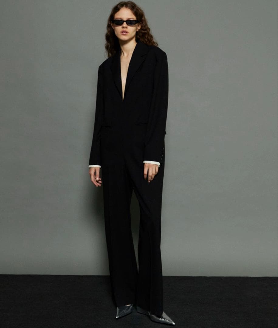 メゾンスペシャル　ジャケットロンパースブラック36