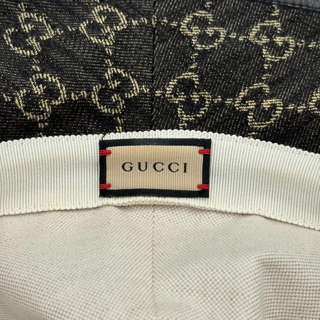 美品 GUCCI GGデニム バケットハット ブラック 58cm M ミケーレ