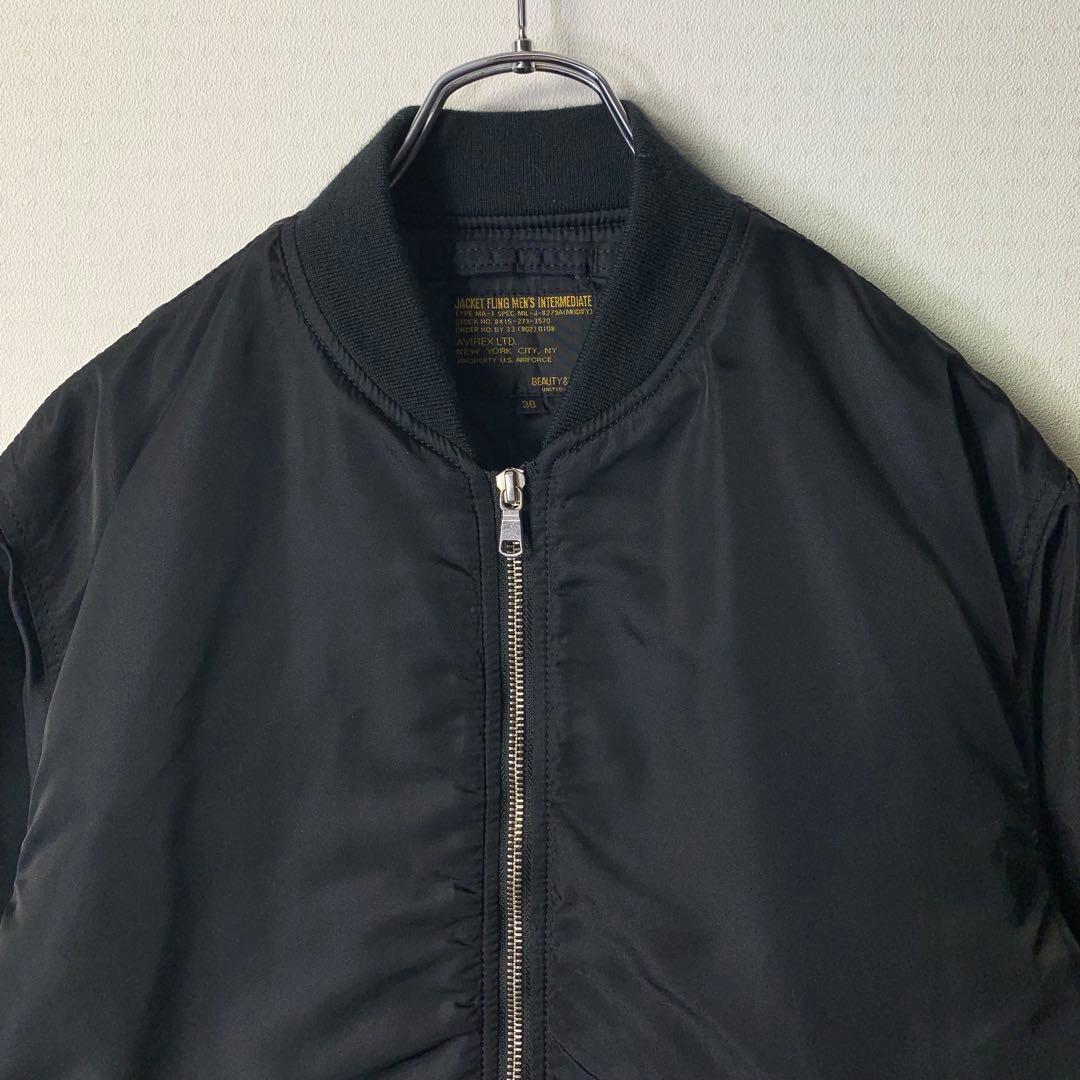 美品 BEAUTY&YOUTH AVIREX MA-1 フライトジャケット 黒