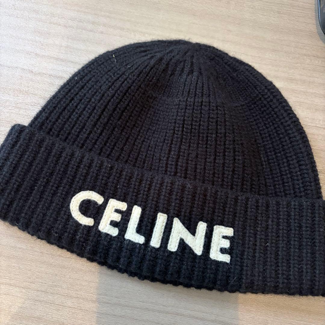 CELINE ブラックニット帽