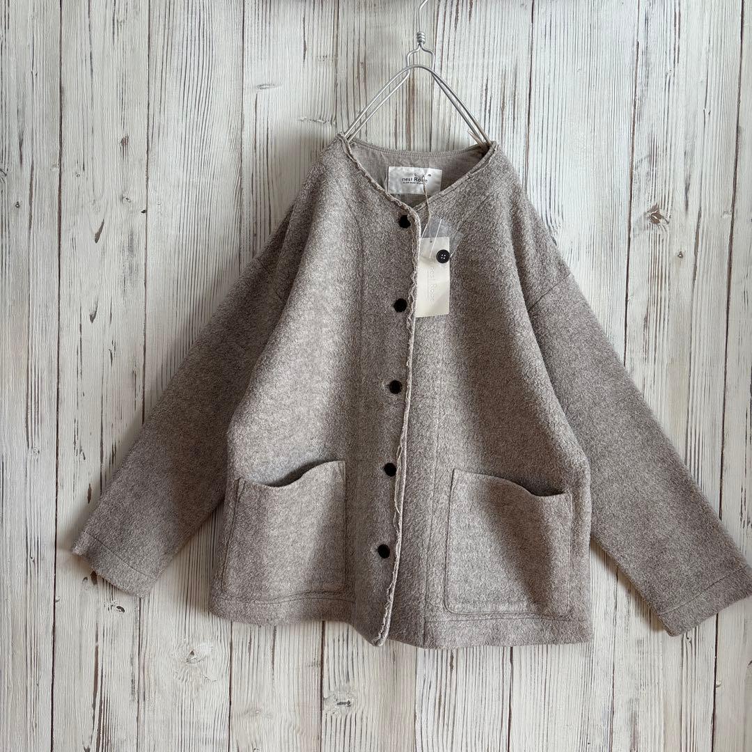 新品　nest Robe ネストローブコットンヤクナッピングノーカラージャケット