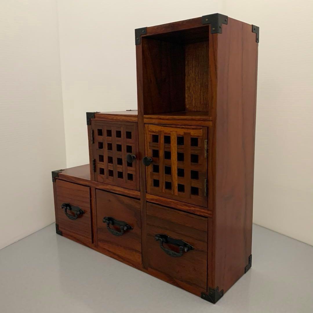 昭和レトロ　木製ミニ階段箪笥　引き出し付き収納ボックス