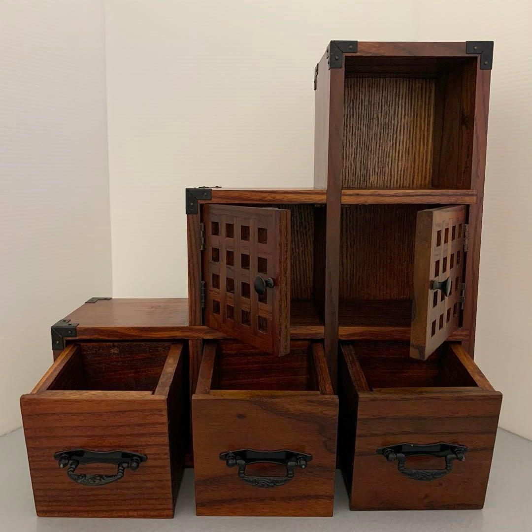 昭和レトロ　木製ミニ階段箪笥　引き出し付き収納ボックス