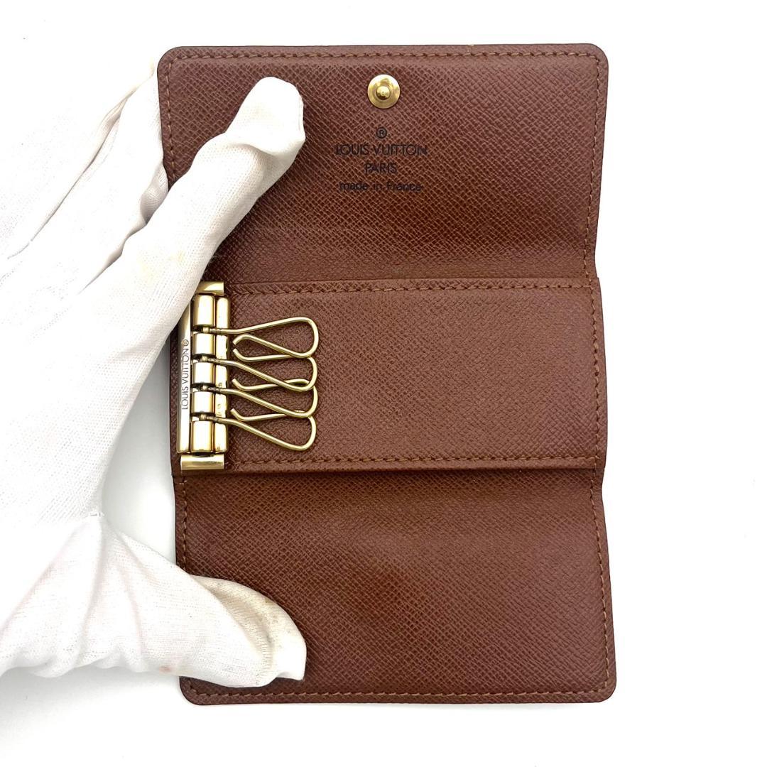 【美品】ルイヴィトン キーケース ミュルティクレ 4 レザー ブラウン