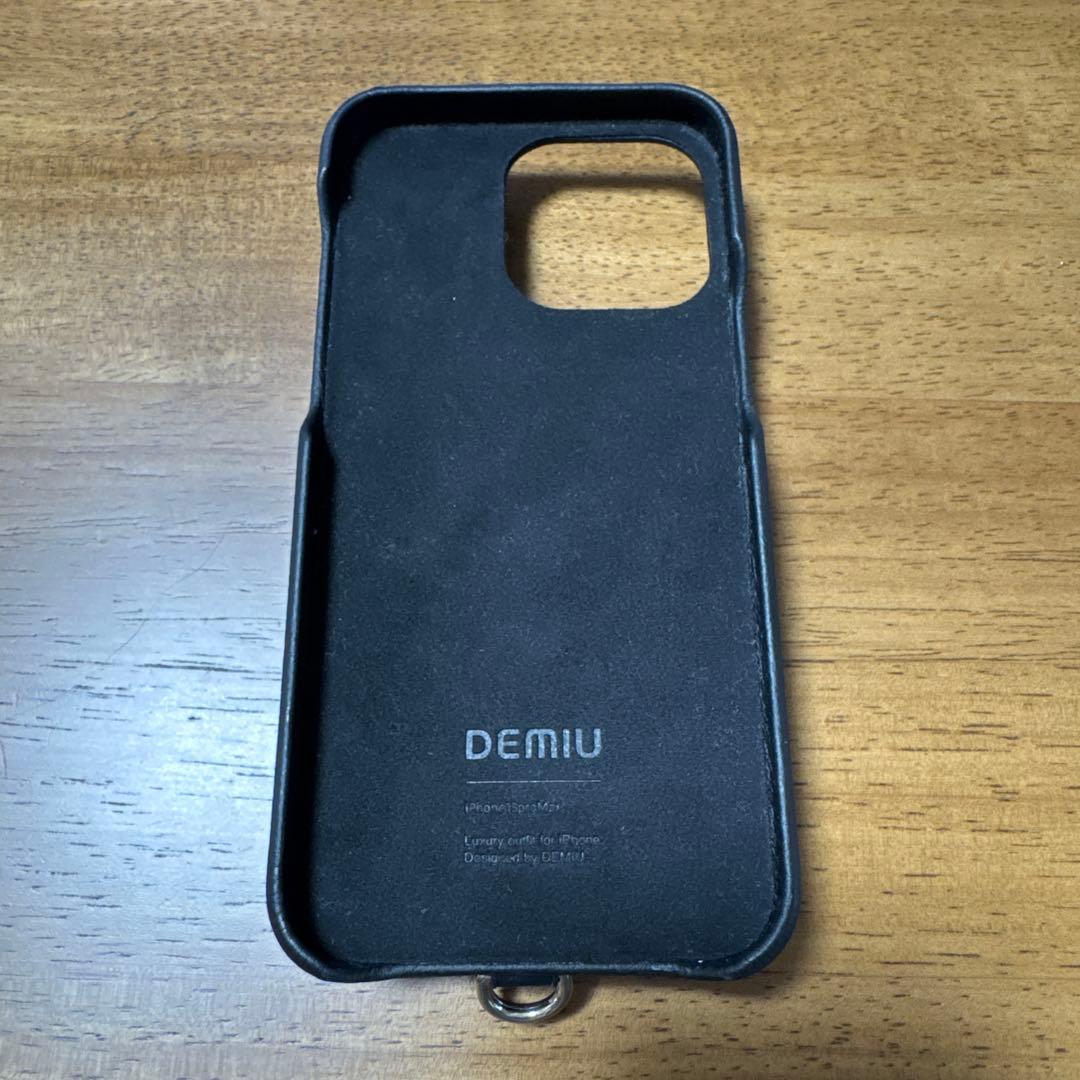 DEMIU ブラックレザー iPhone15ProMaxケース