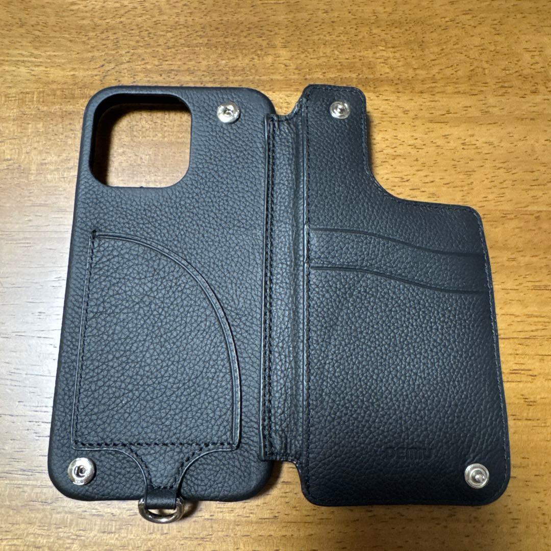 DEMIU ブラックレザー iPhone15ProMaxケース
