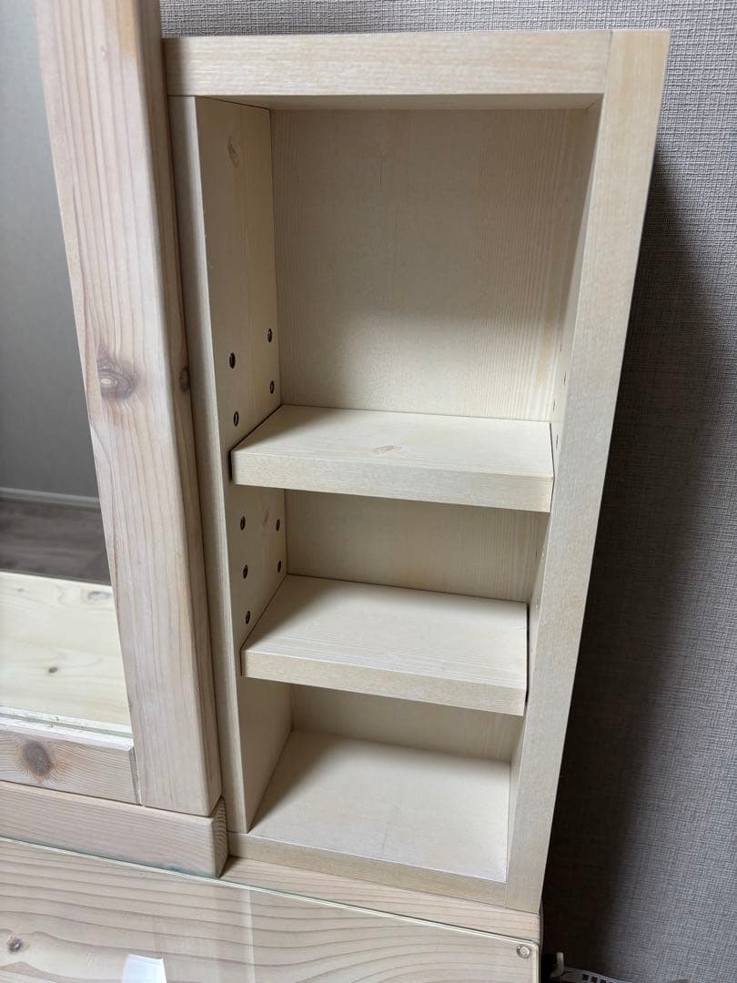 【美品】ドレッサー鏡台　白　木目調　大容量