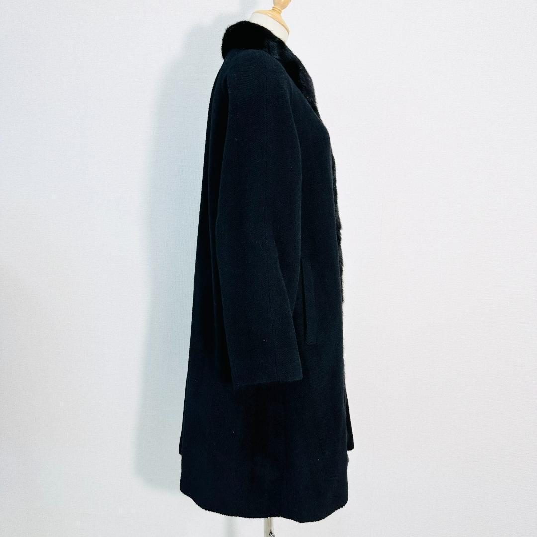 【極美品】ジャストメリー ミンクファー付きアルパカウールコート F ブラック