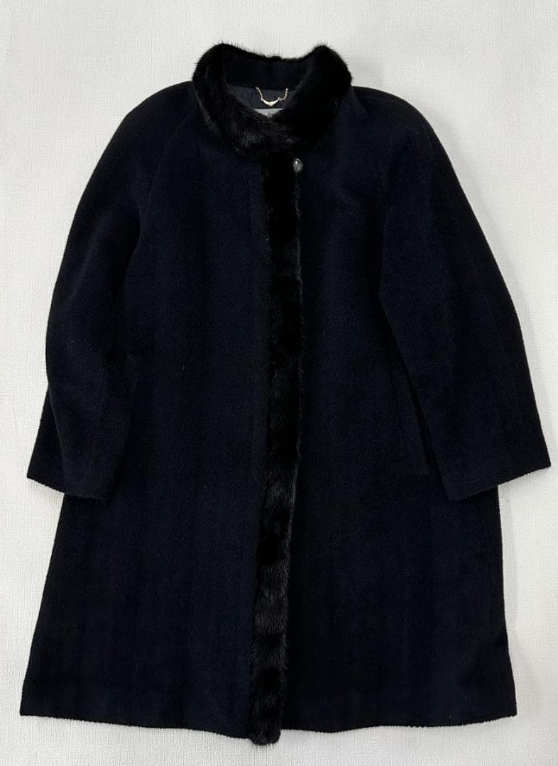 【極美品】ジャストメリー ミンクファー付きアルパカウールコート F ブラック