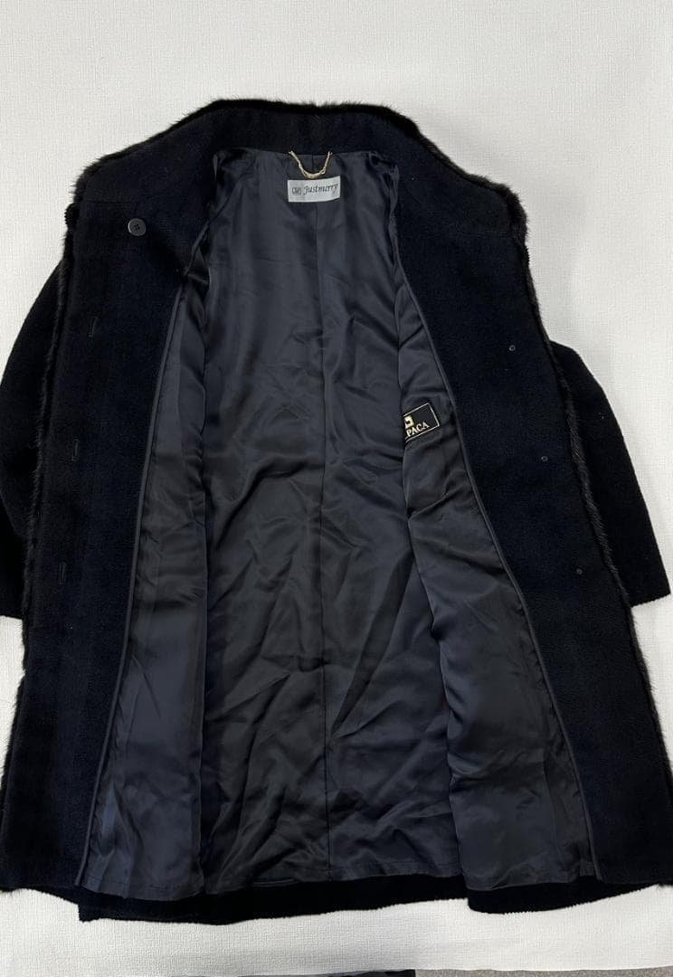【極美品】ジャストメリー ミンクファー付きアルパカウールコート F ブラック