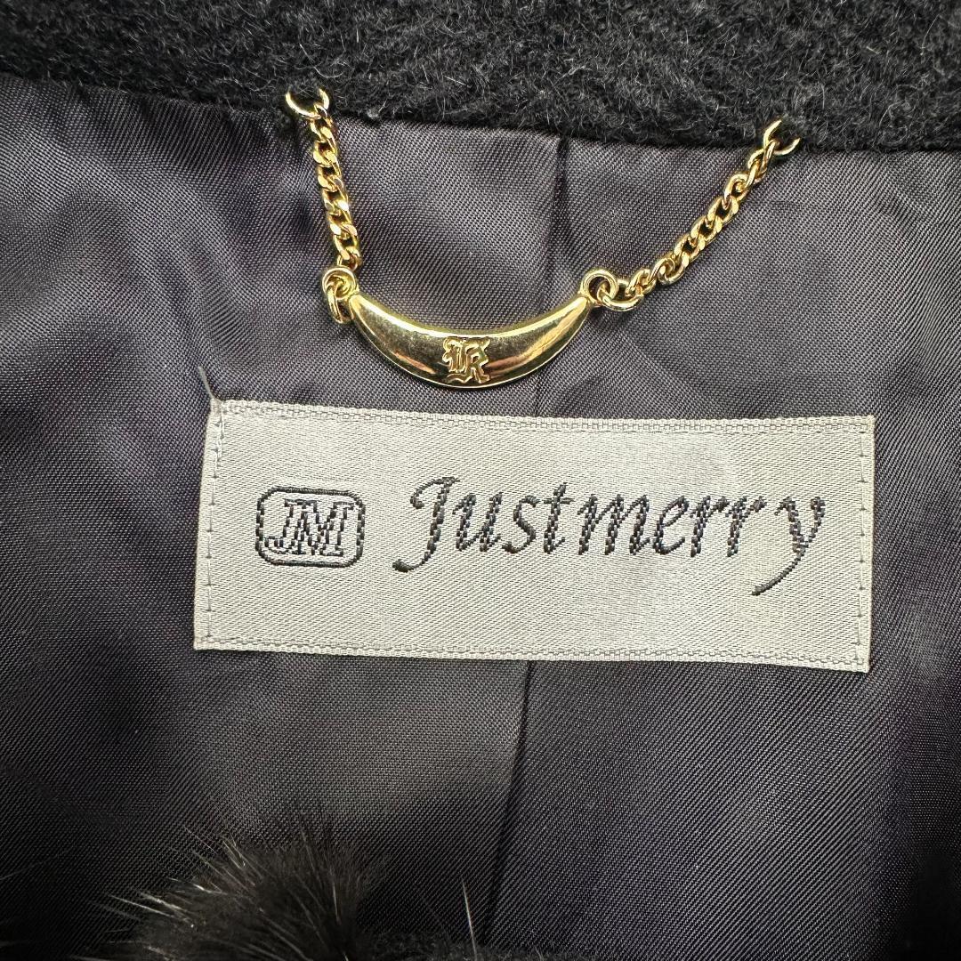 【極美品】ジャストメリー ミンクファー付きアルパカウールコート F ブラック