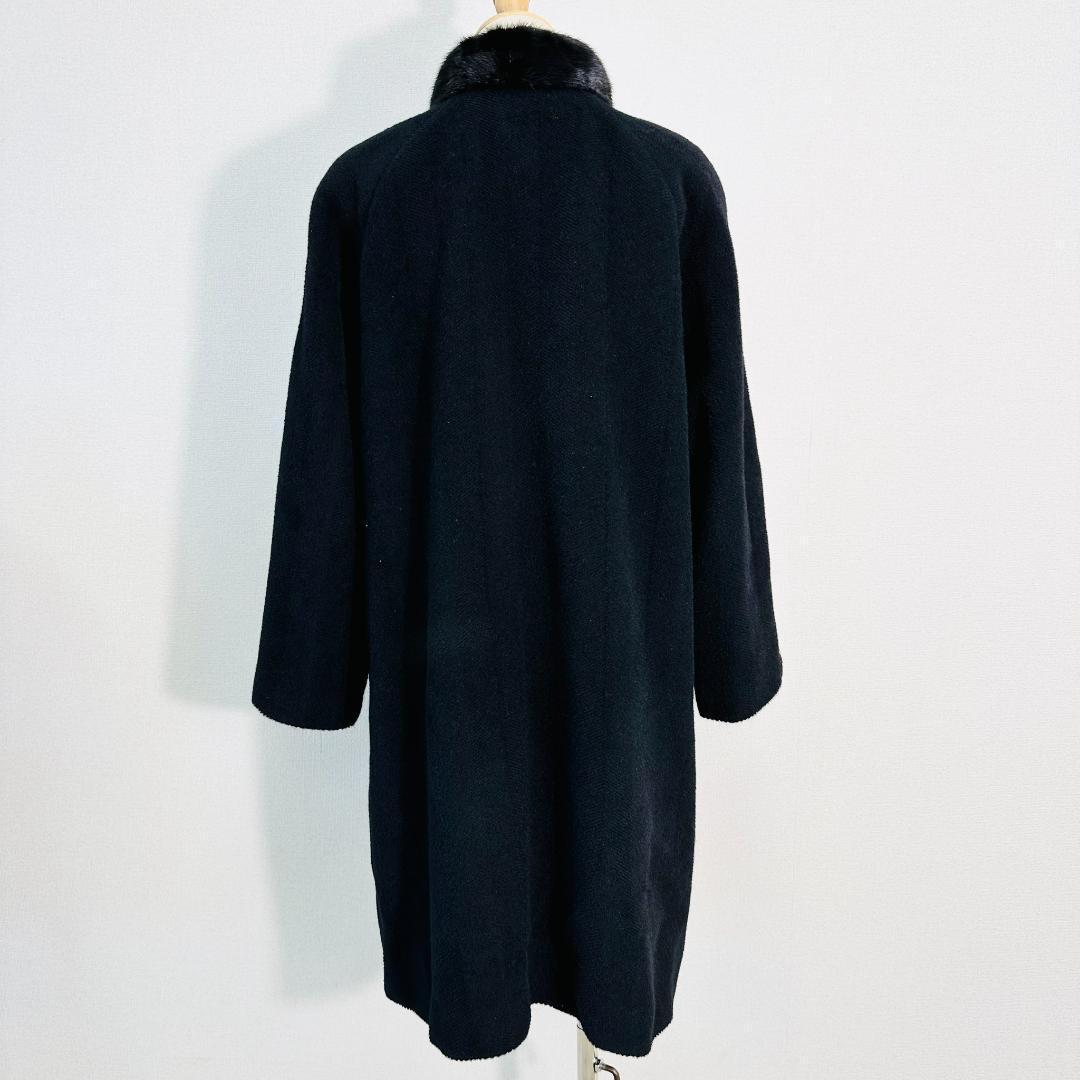 【極美品】ジャストメリー ミンクファー付きアルパカウールコート F ブラック
