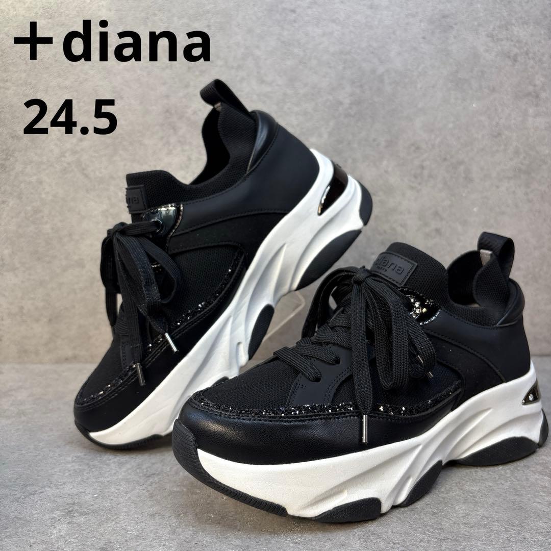 未使用級！＋DIANA プラス ダイアナ　ラメグリッター　ニット　厚底スニーカー