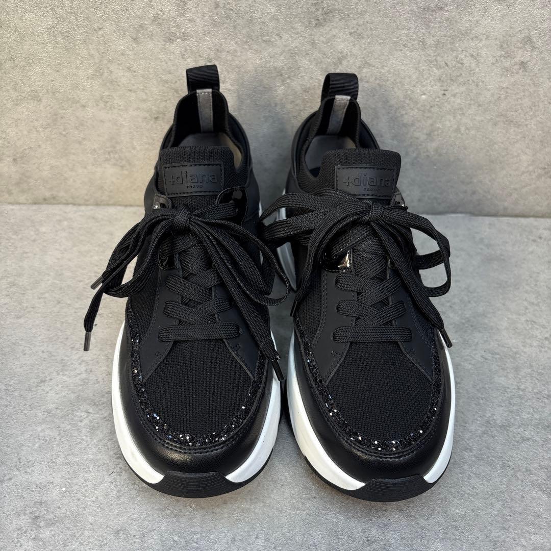 未使用級！＋DIANA プラス ダイアナ　ラメグリッター　ニット　厚底スニーカー
