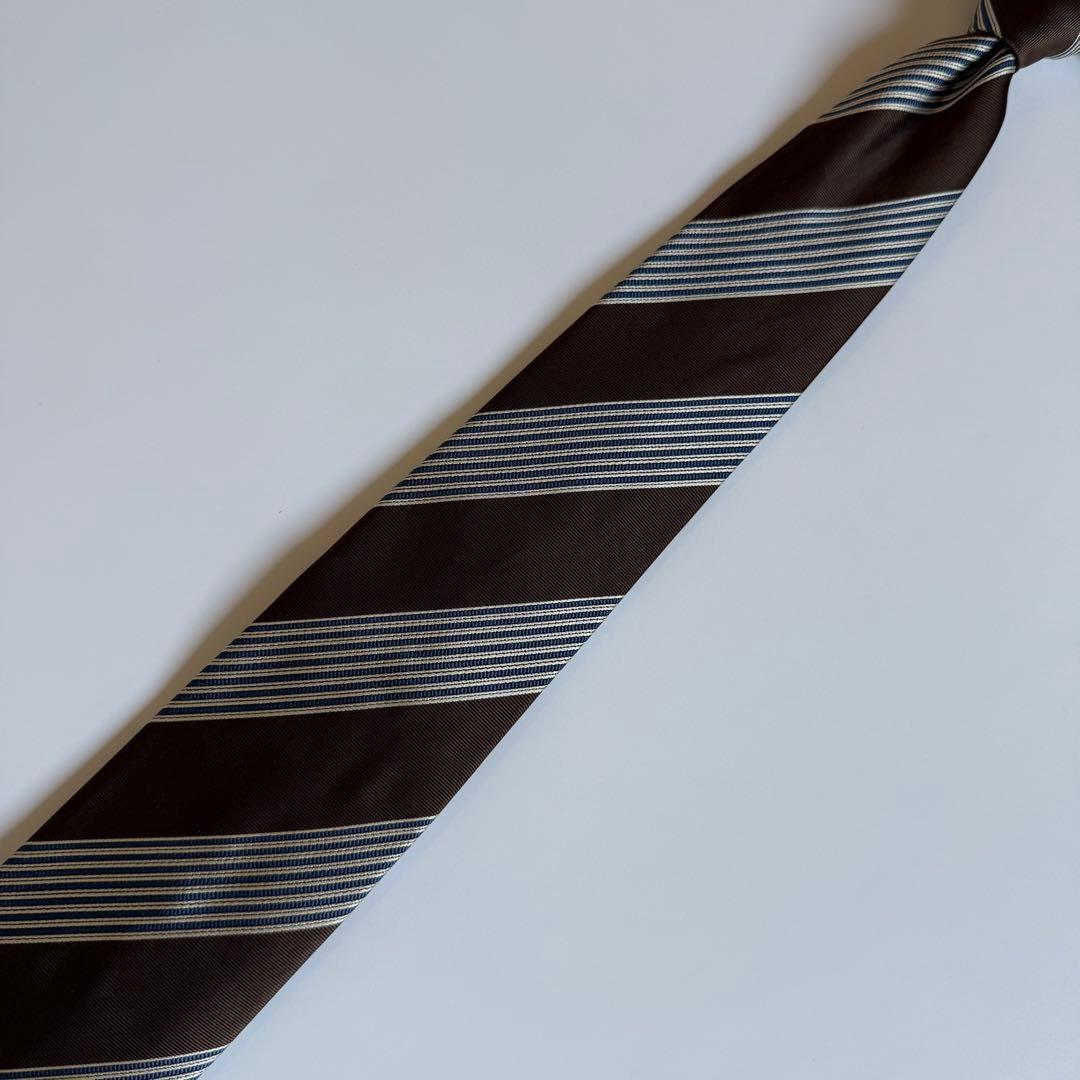 FRANCO BASSI フランコバッシ Blue&Brown ストライプタイ