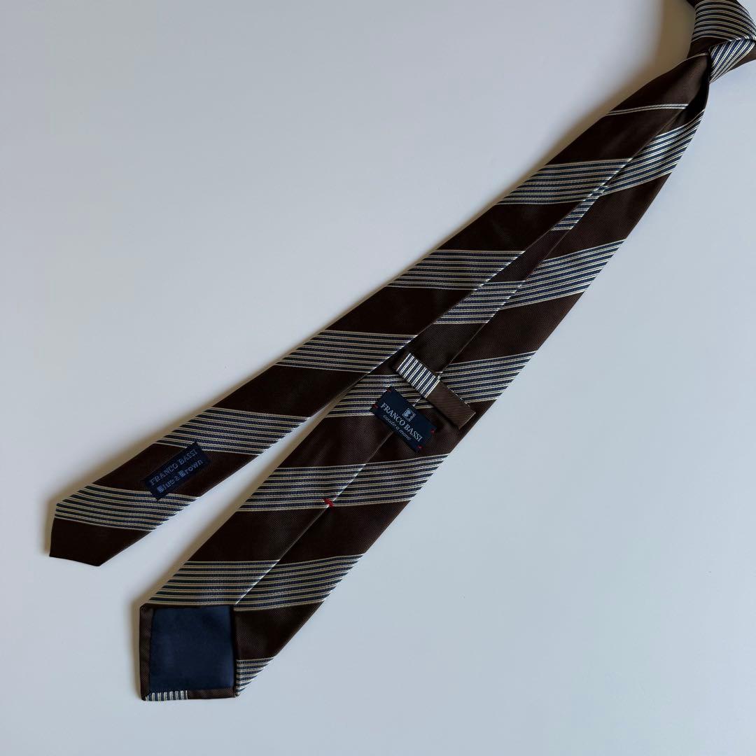 FRANCO BASSI フランコバッシ Blue&Brown ストライプタイ