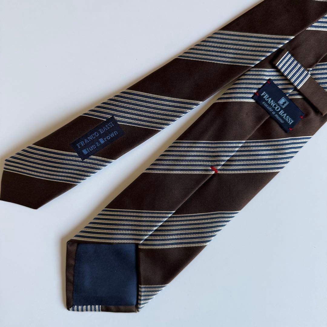 FRANCO BASSI フランコバッシ Blue&Brown ストライプタイ