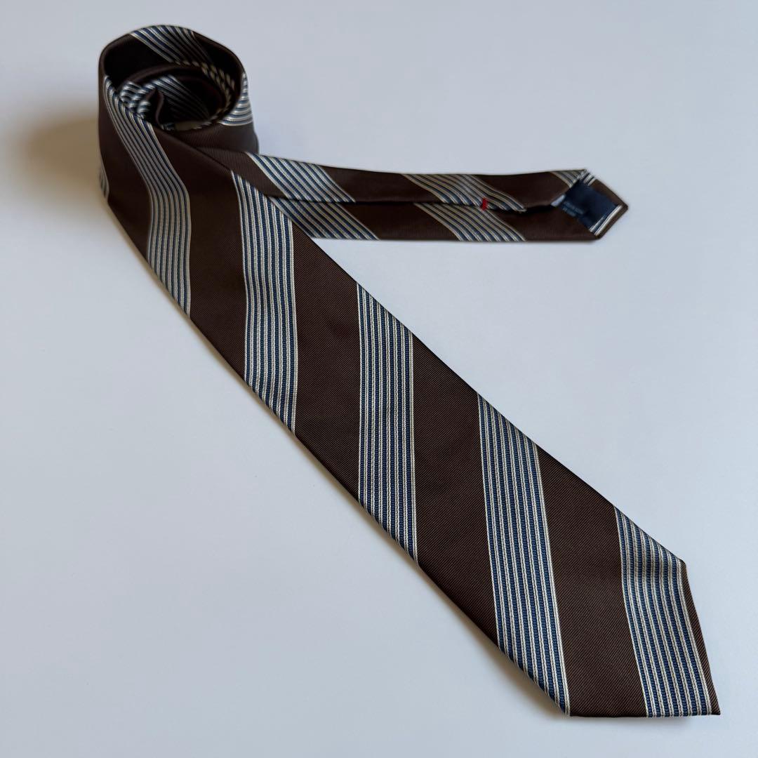 FRANCO BASSI フランコバッシ Blue&Brown ストライプタイ