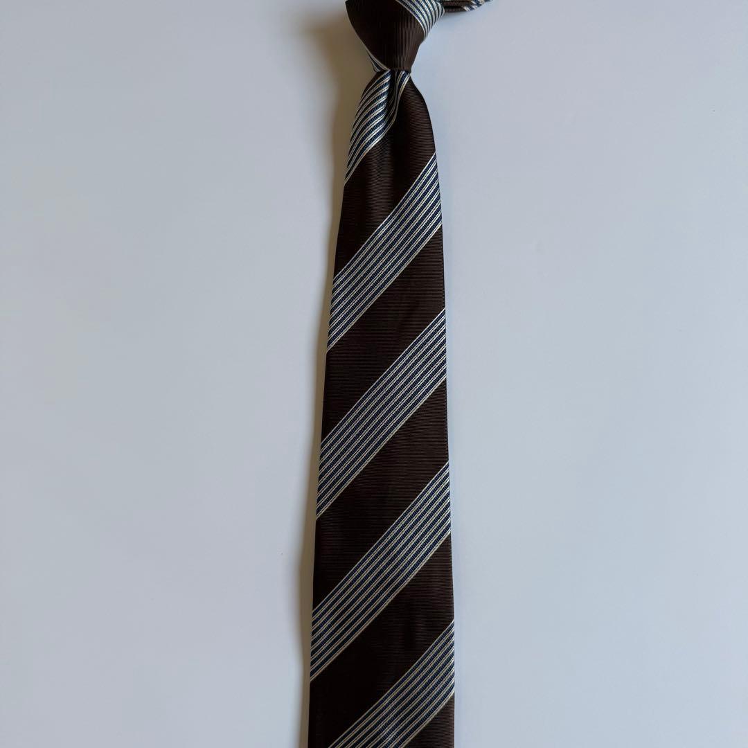 FRANCO BASSI フランコバッシ Blue&Brown ストライプタイ