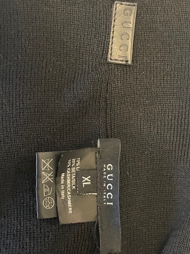 GUCCI グッチ ビーニー帽 ブラック XL カシミヤ混 イタリア製