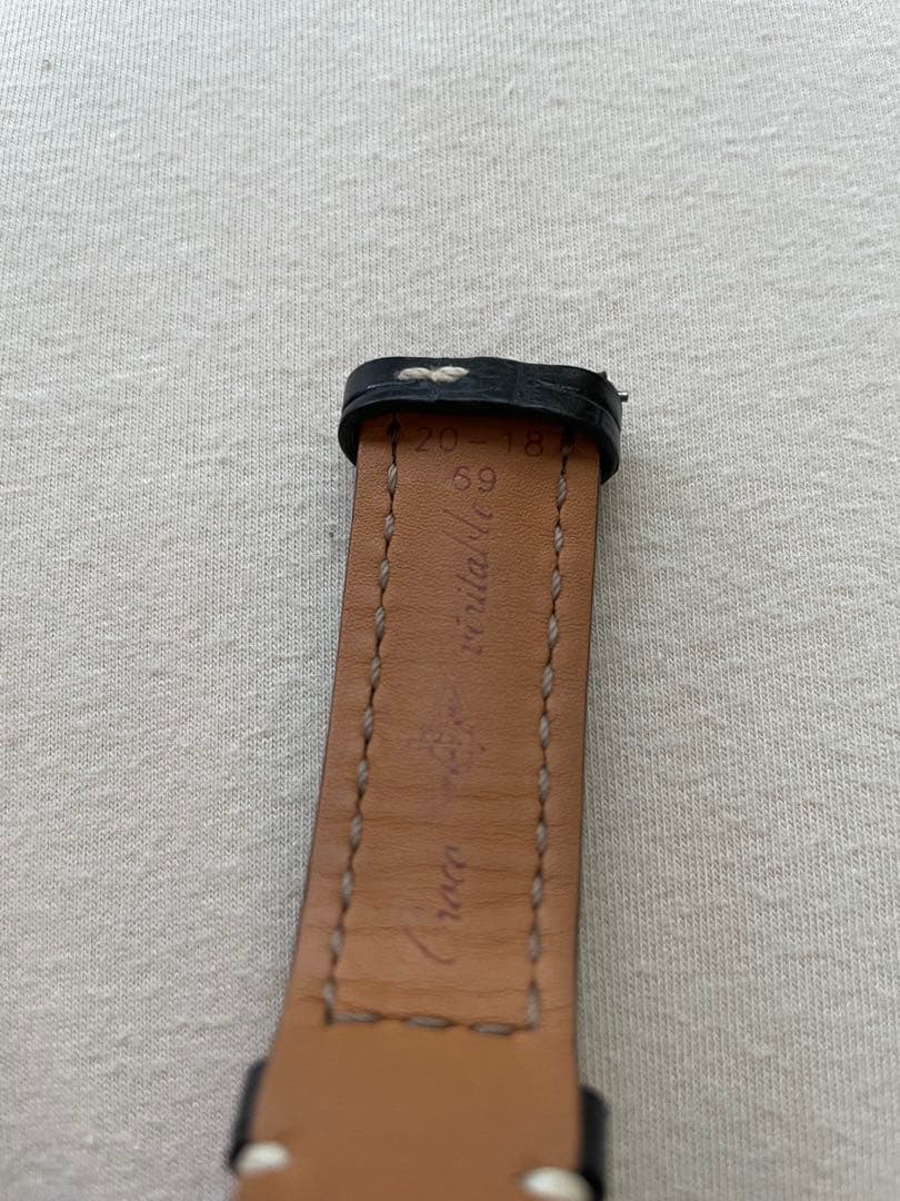 【美品】ブライトリング純正レザーベルト黒 20-18 (★社外品Dバックル付き)