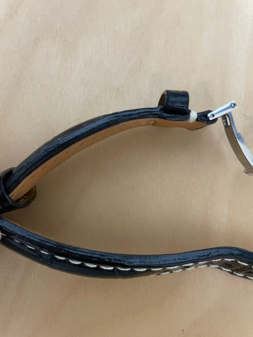 【美品】ブライトリング純正レザーベルト黒 20-18 (★社外品Dバックル付き)