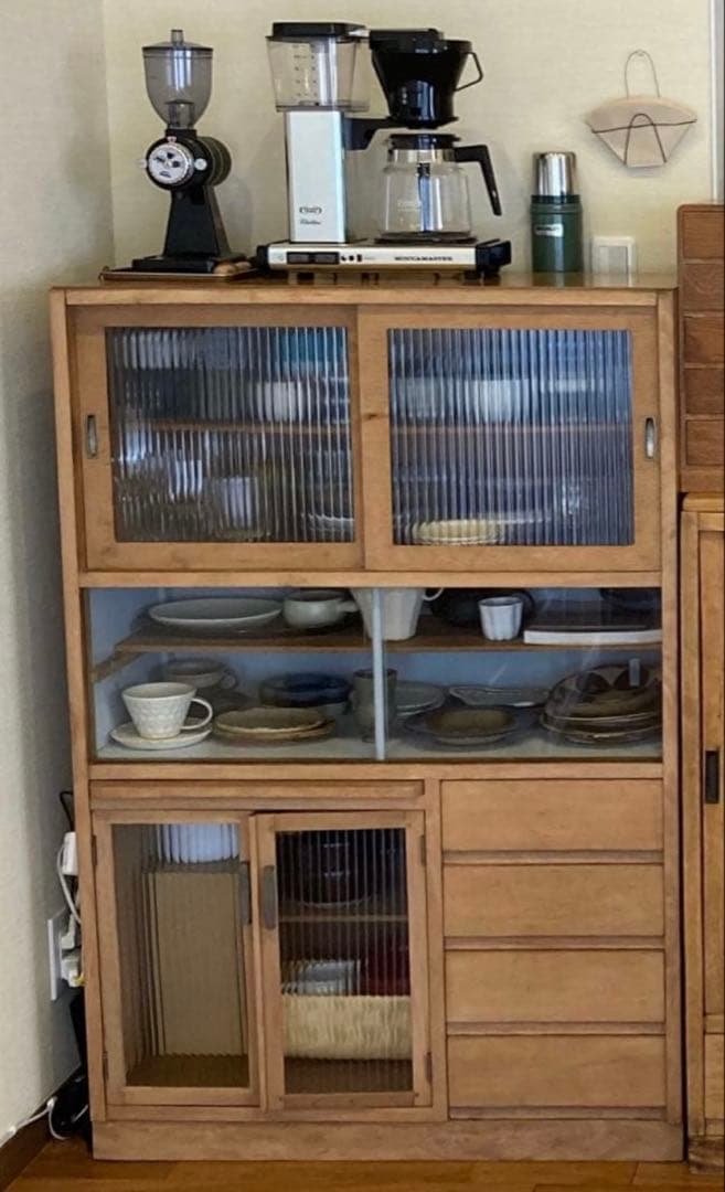 【送料込】古い木の食器棚　水屋　一点もの古家具
