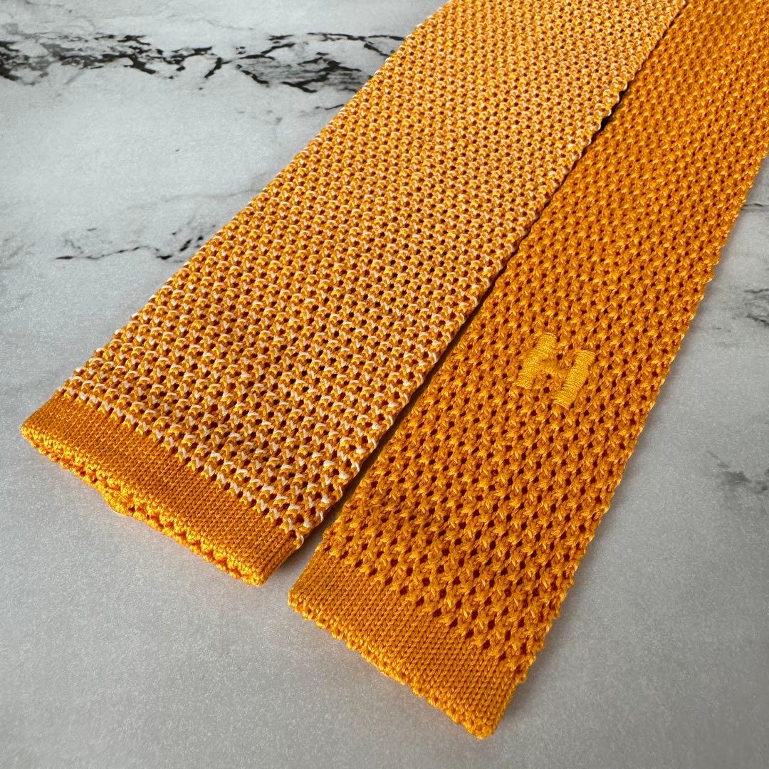 未使用✨HERMES エルメス 高級ネクタイ ユニ ニットタイ エルメスオレンジ