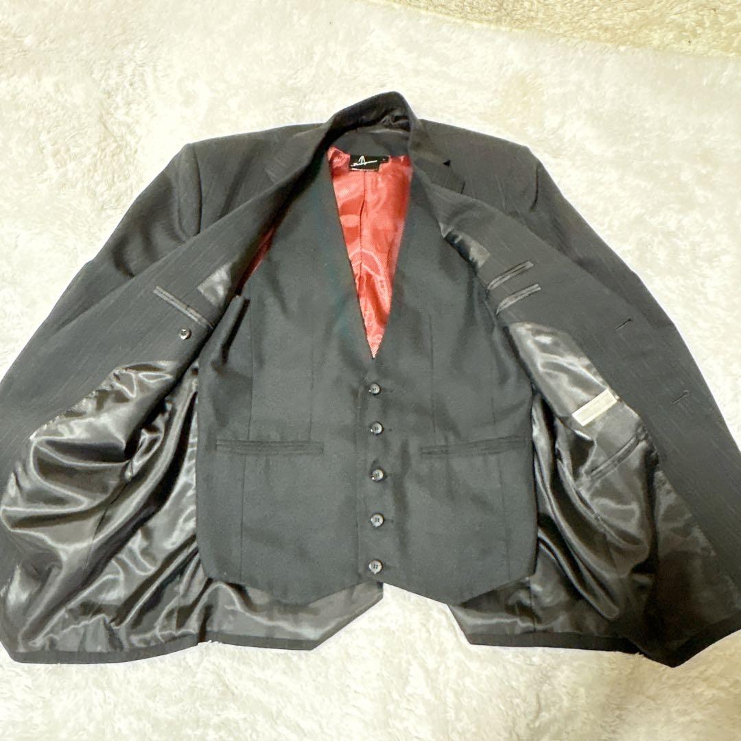 【美品】FULL MARK フルマーク 3ピース 黒 ストライプ Lサイズ