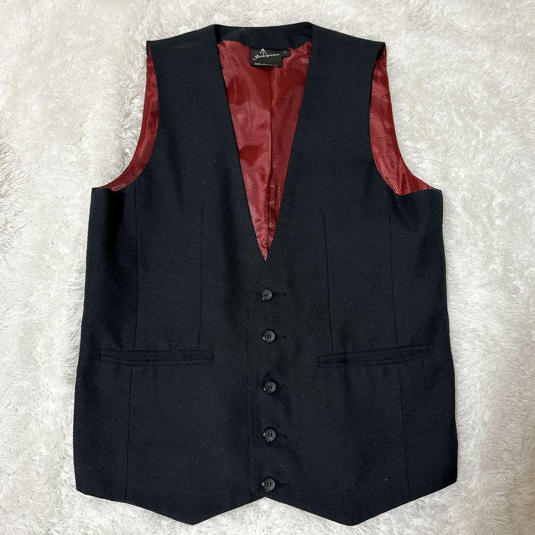 【美品】FULL MARK フルマーク 3ピース 黒 ストライプ Lサイズ