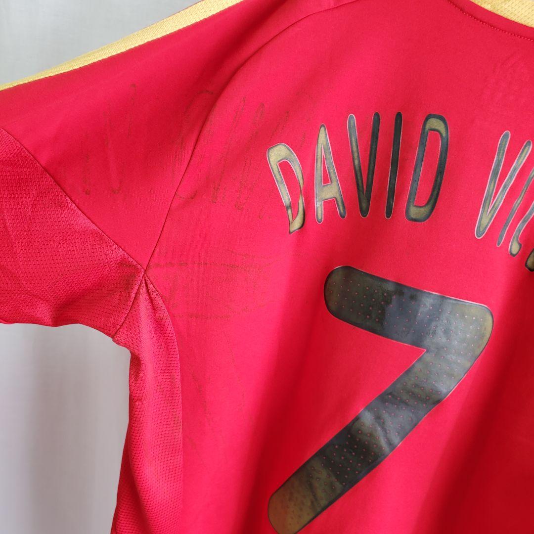 B1011 アディダス　スペイン代表 長袖 ユニホーム 赤 ダビド・ビジャ