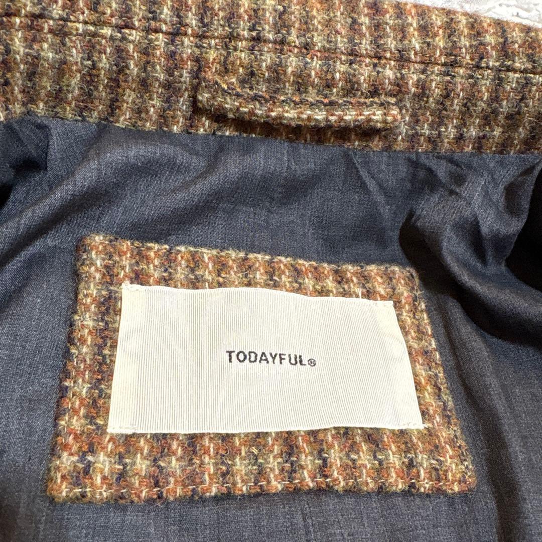 美品 タグ付き トゥデイフル 4.6万円 ウール100 チェック ジャケット