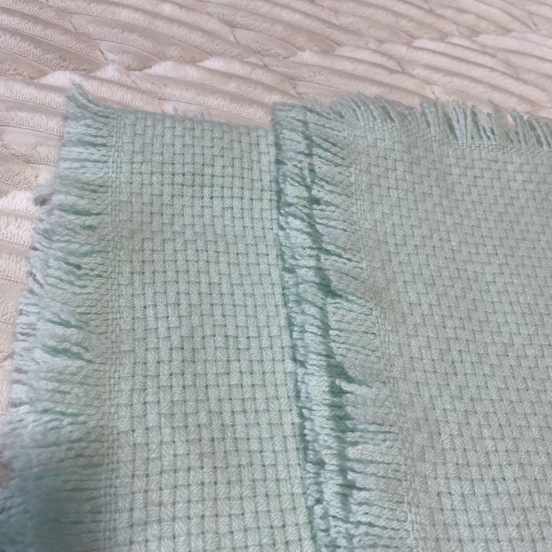 アソースメレ　カシミヤバスケットフリンジストール　ミントグリーン