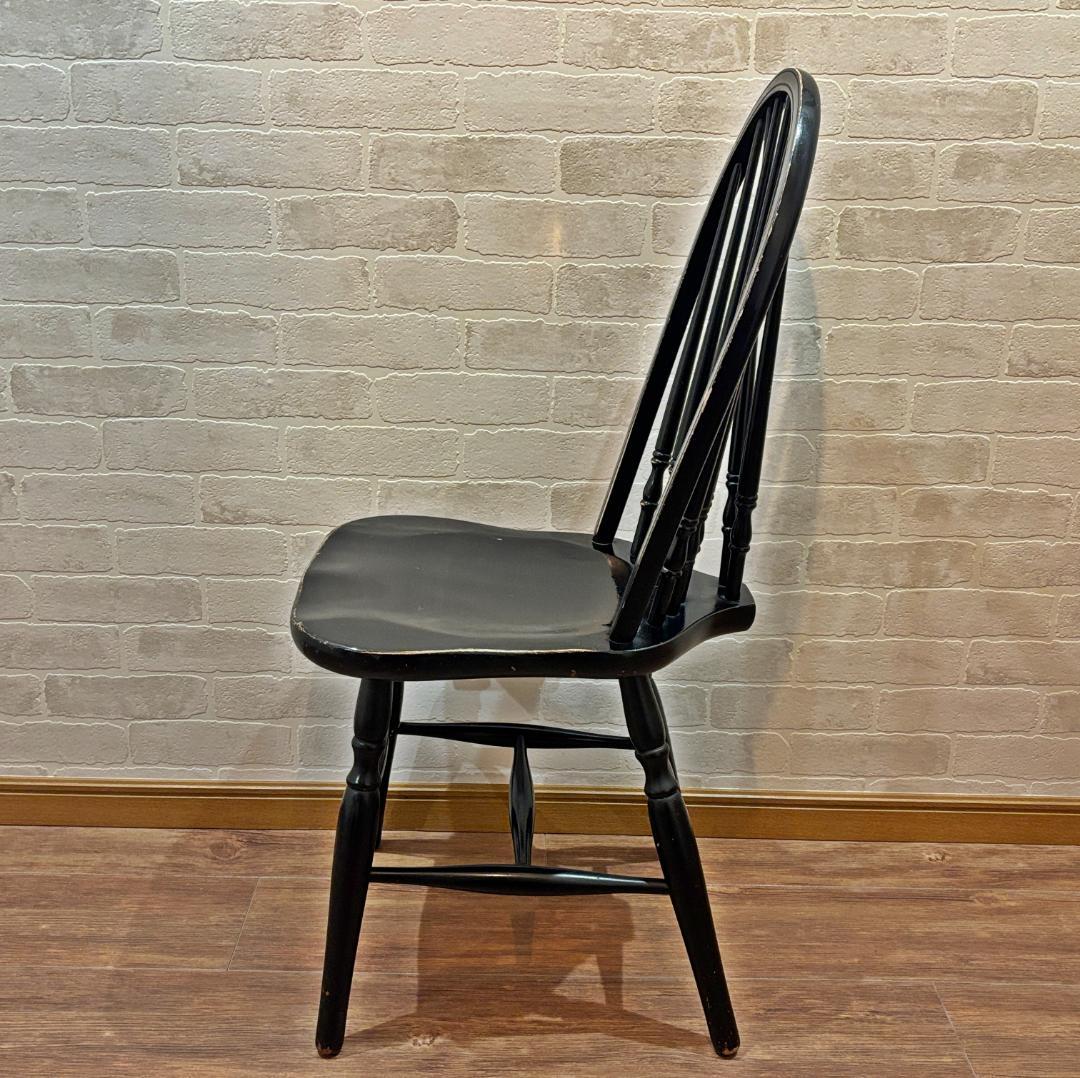 秋田木工 アンティーク レトロ ブラック スピンドルバック ウィンザーチェア①